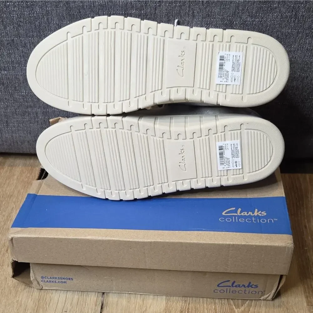 Clarks Mykah Joy Silver/White Leather Comfort Sneaker Women's 11 W EU 42.5